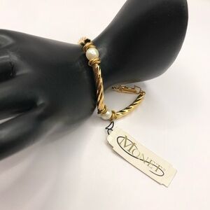 Vintage Monet gold-tone & faux pearl bracelet